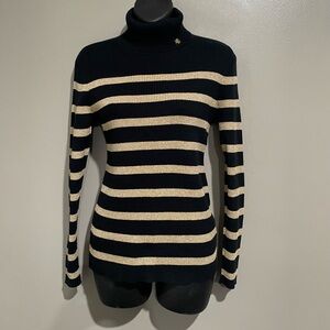 Ralph Lauren Striped Ribbed Turtleneck Sweater